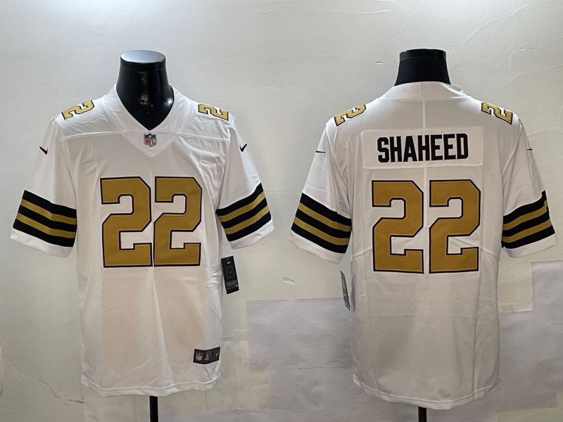 Men New Orleans Saints #22 Shaheed White 2024 Nike Limited NFL Jersey style 1